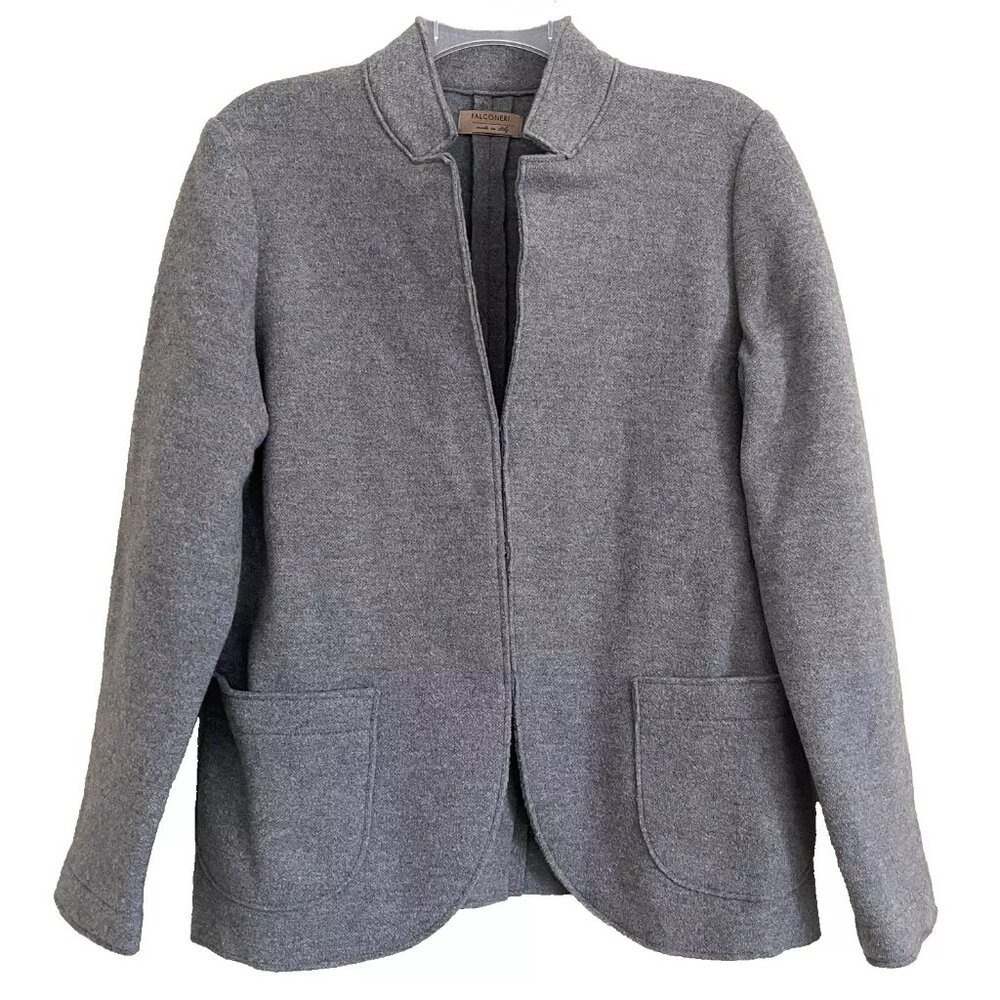 Falconeri Fleece Wool Jacket Blazer Large Made in Italy Quiet Luxury Old Money